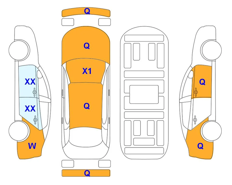 Схема кузова с отметками аукциона Lotte Auto Auction