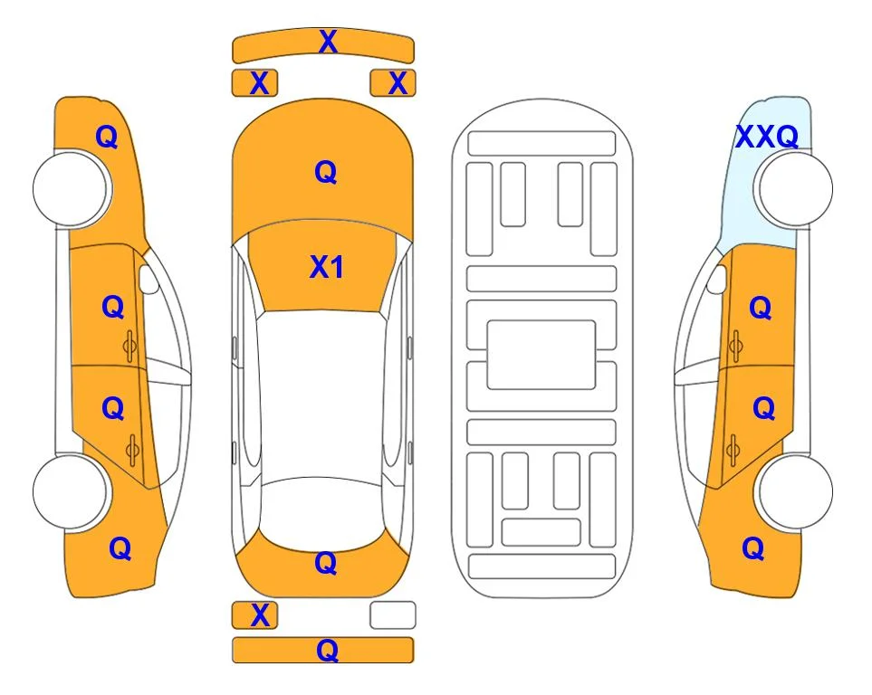 Схема кузова с отметками аукциона Lotte Auto Auction
