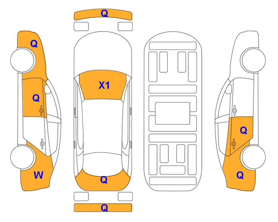 Схема кузова с отметками аукциона Lotte Auto Auction