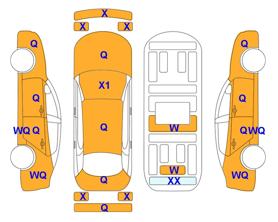 Body diagram with the marks of Lotte Auto Auction