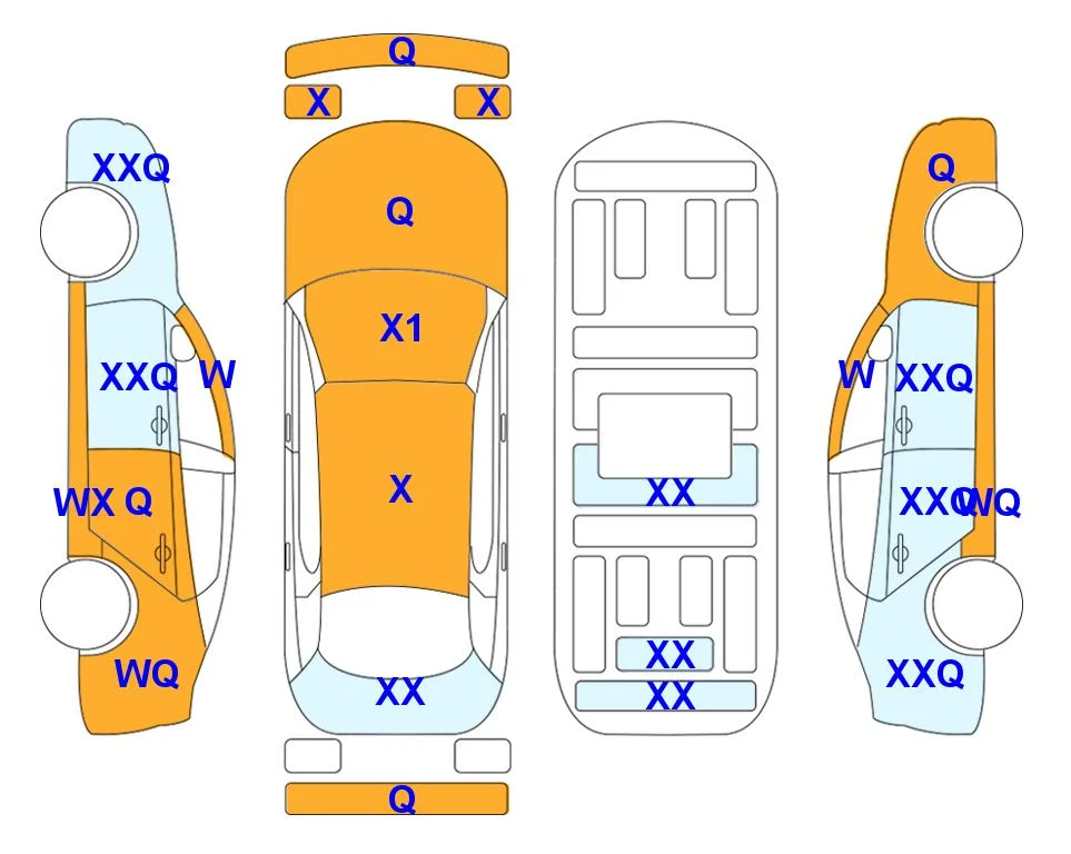 Body diagram with the marks of Lotte Auto Auction