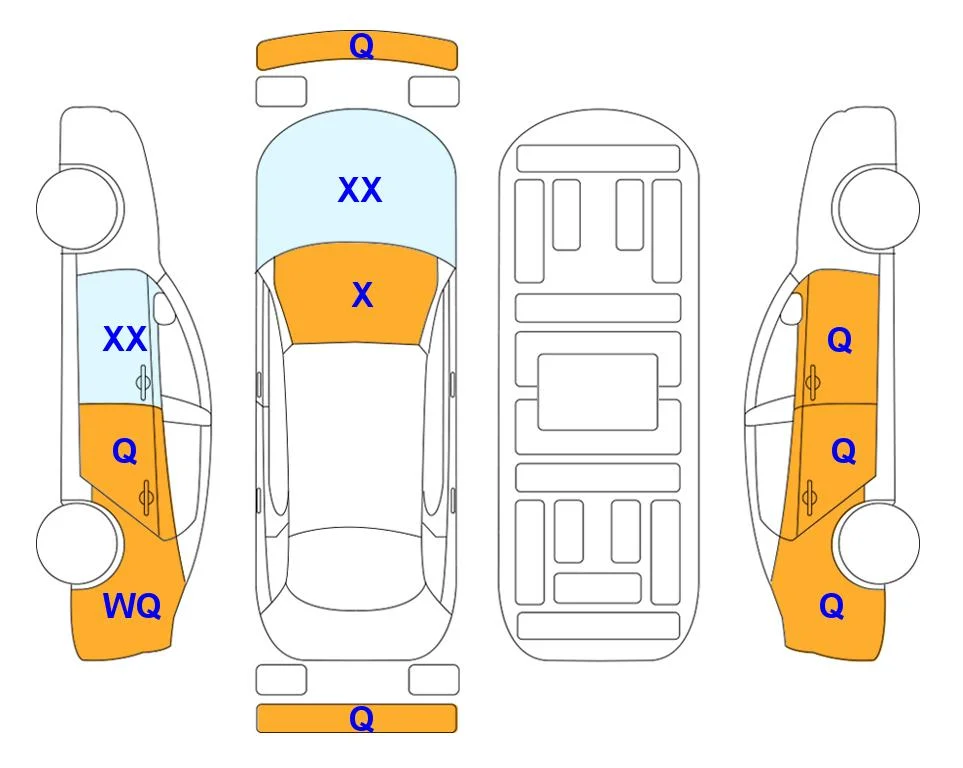 Схема кузова с отметками аукциона Lotte Auto Auction