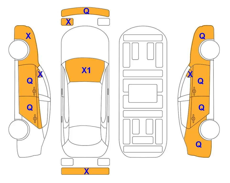 Body diagram with the marks of Lotte Auto Auction