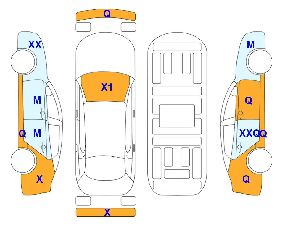 Схема кузова с отметками аукциона Lotte Auto Auction