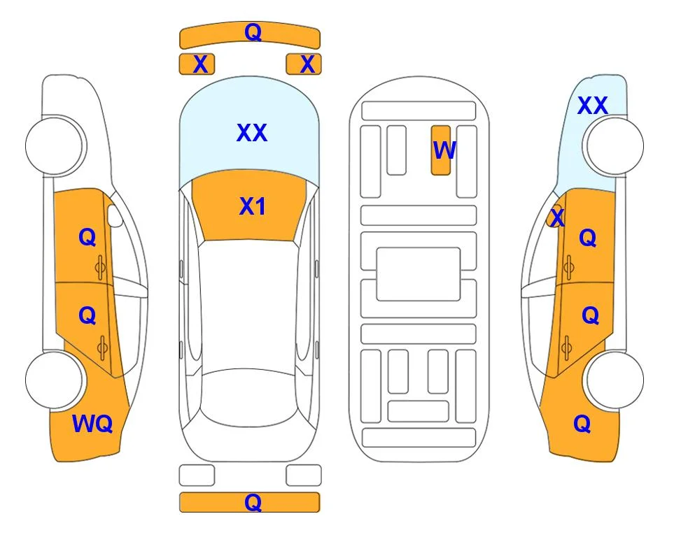 Схема кузова с отметками аукциона Lotte Auto Auction