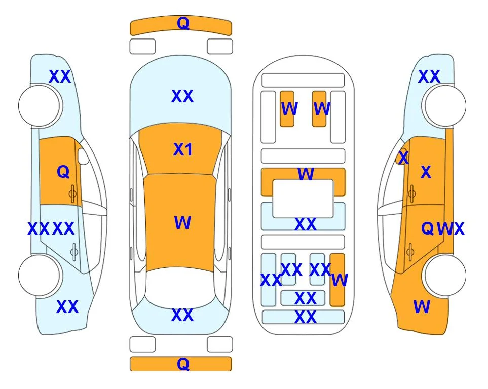 Схема кузова с отметками аукциона Lotte Auto Auction
