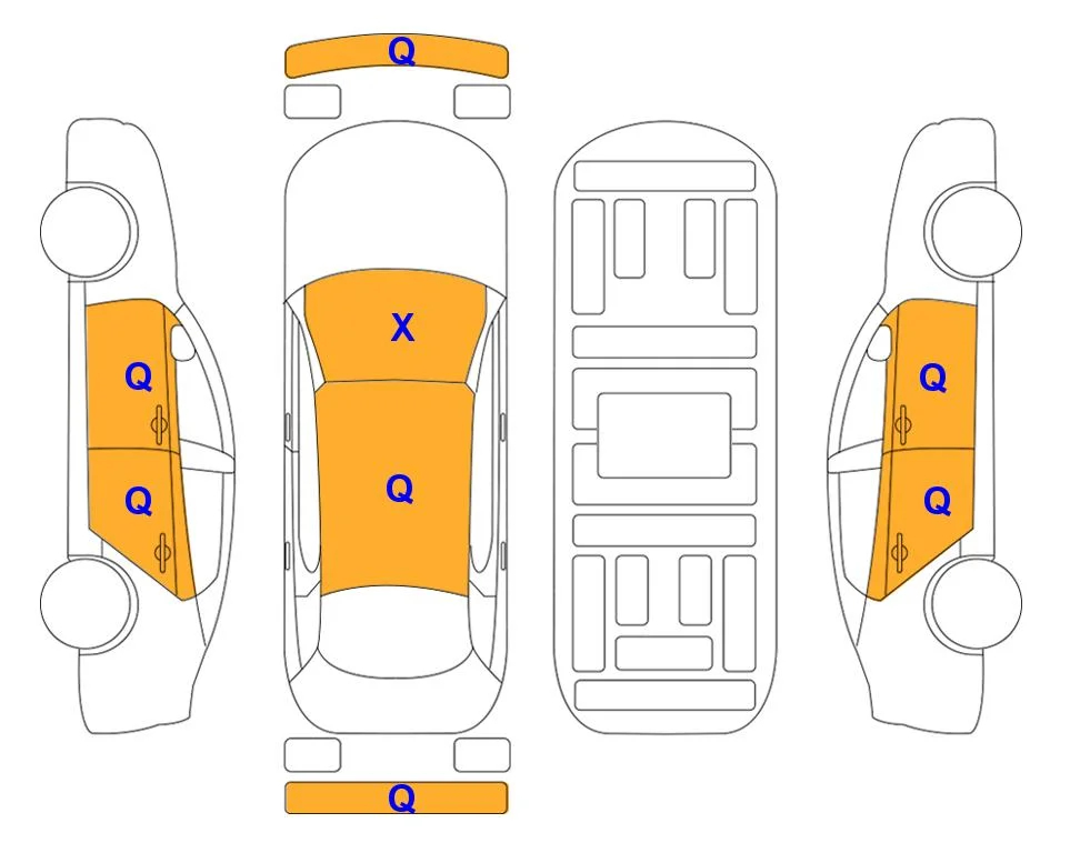 Body diagram with the marks of Lotte Auto Auction