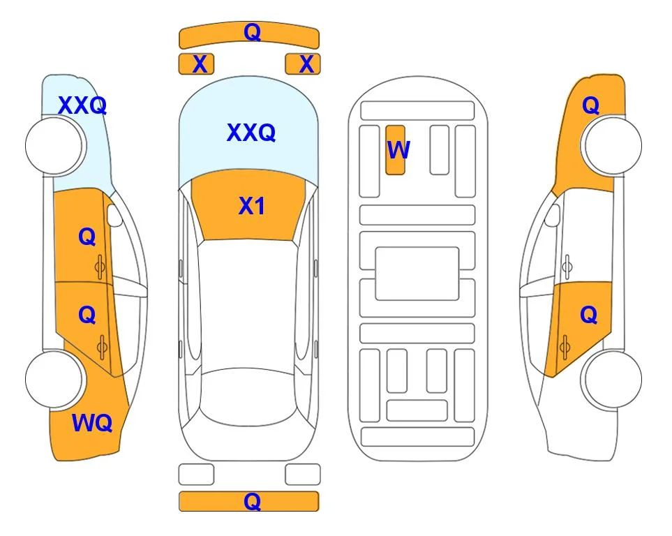 Схема кузова с отметками аукциона Lotte Auto Auction