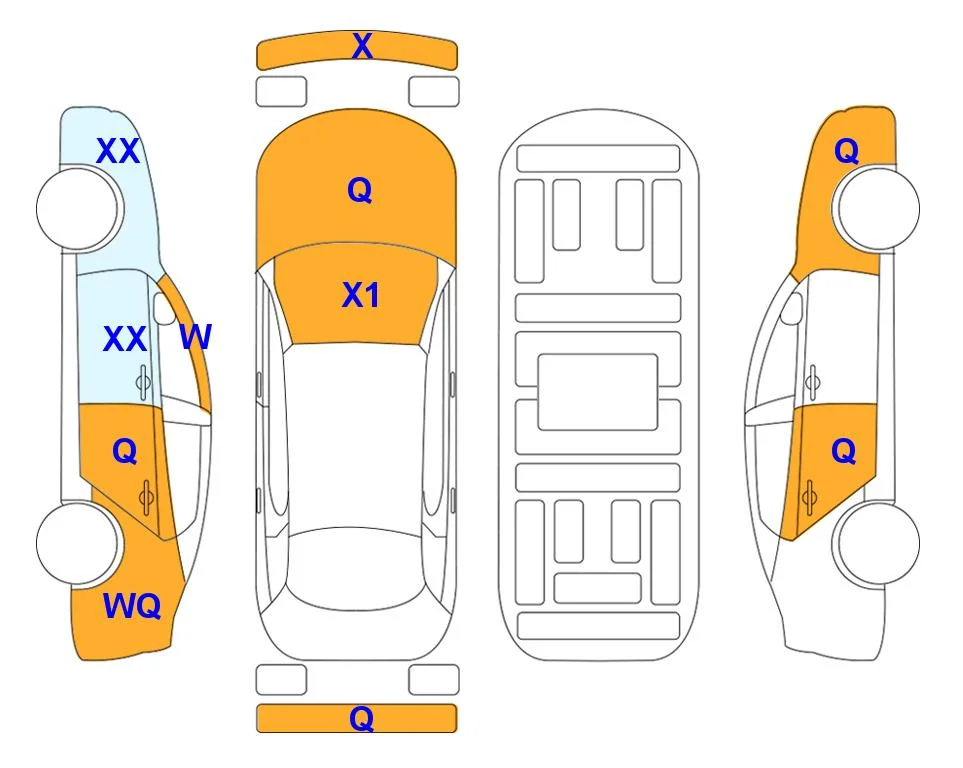Схема кузова с отметками аукциона Lotte Auto Auction