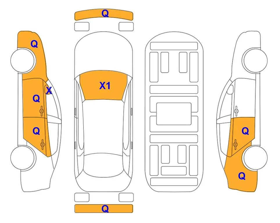 Body diagram with the marks of Lotte Auto Auction