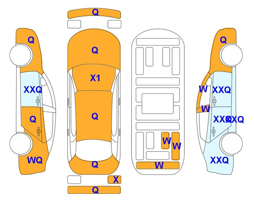 Body diagram with the marks of Lotte Auto Auction