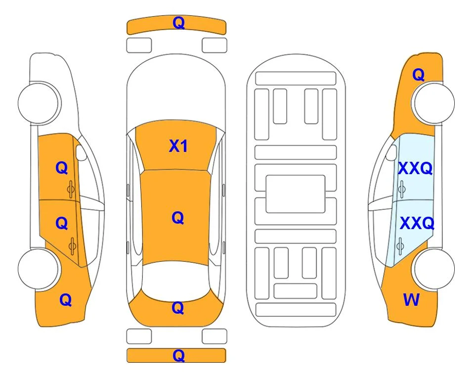 Body diagram with the marks of Lotte Auto Auction