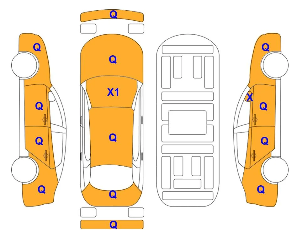 Схема кузова с отметками аукциона Lotte Auto Auction