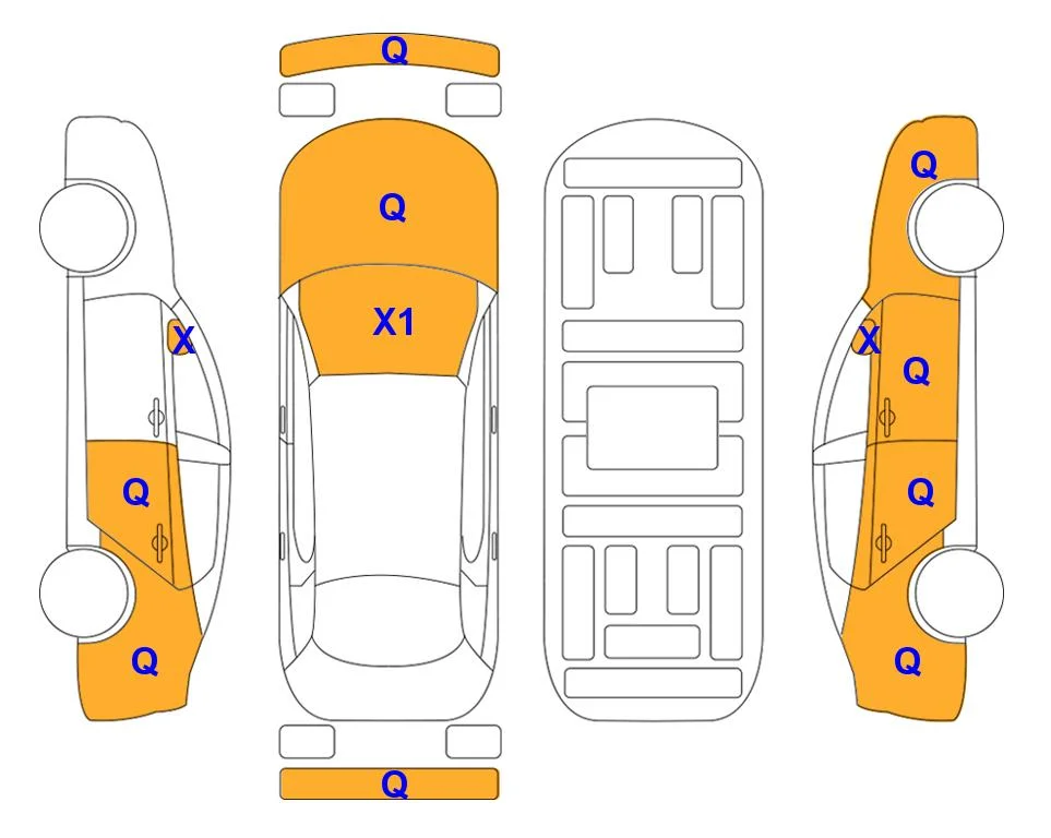 Схема кузова с отметками аукциона Lotte Auto Auction