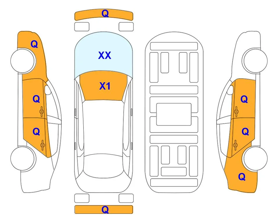 Схема кузова с отметками аукциона Lotte Auto Auction