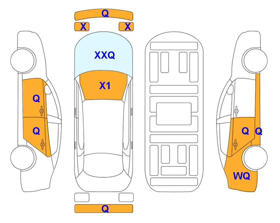 Body diagram with the marks of Lotte Auto Auction