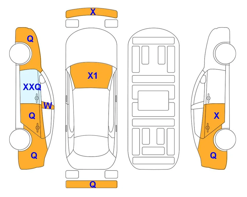 Схема кузова с отметками аукциона Lotte Auto Auction