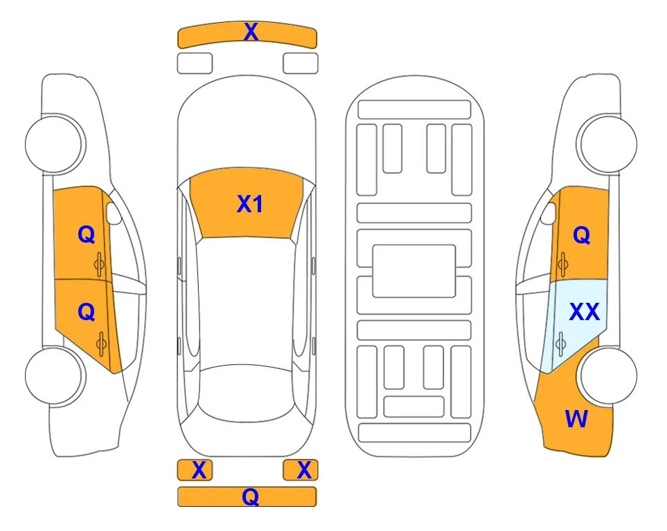 Схема кузова с отметками аукциона Lotte Auto Auction