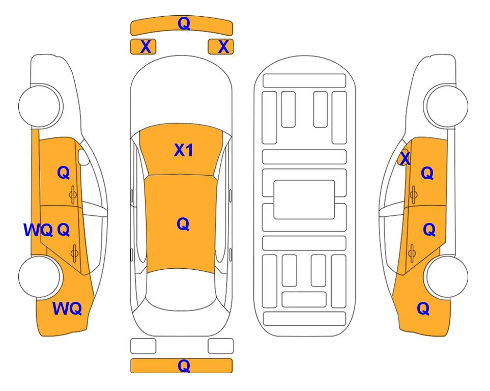 Схема кузова с отметками аукциона Lotte Auto Auction