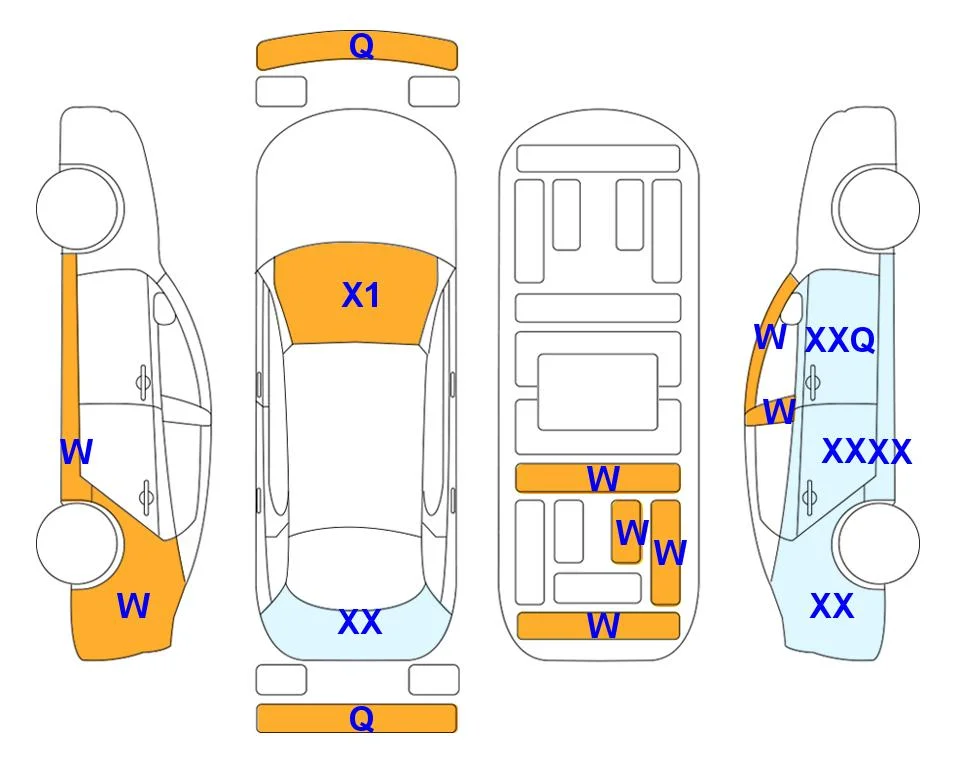 Схема кузова с отметками аукциона Lotte Auto Auction