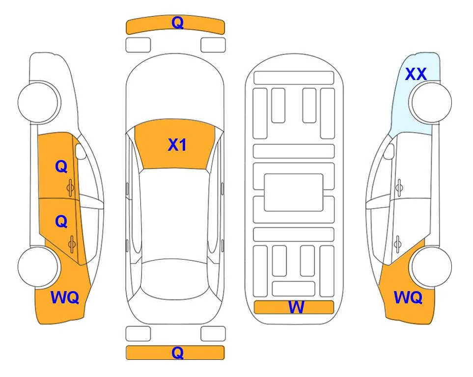 Схема кузова с отметками аукциона Lotte Auto Auction