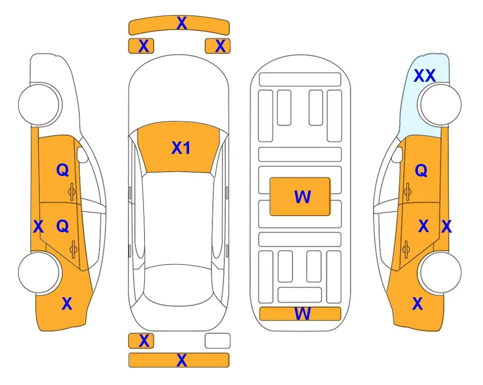 Схема кузова с отметками аукциона Lotte Auto Auction