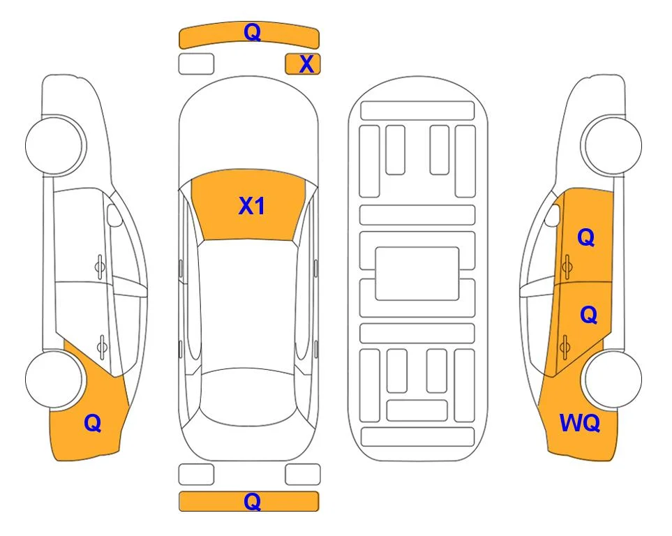 Схема кузова с отметками аукциона Lotte Auto Auction