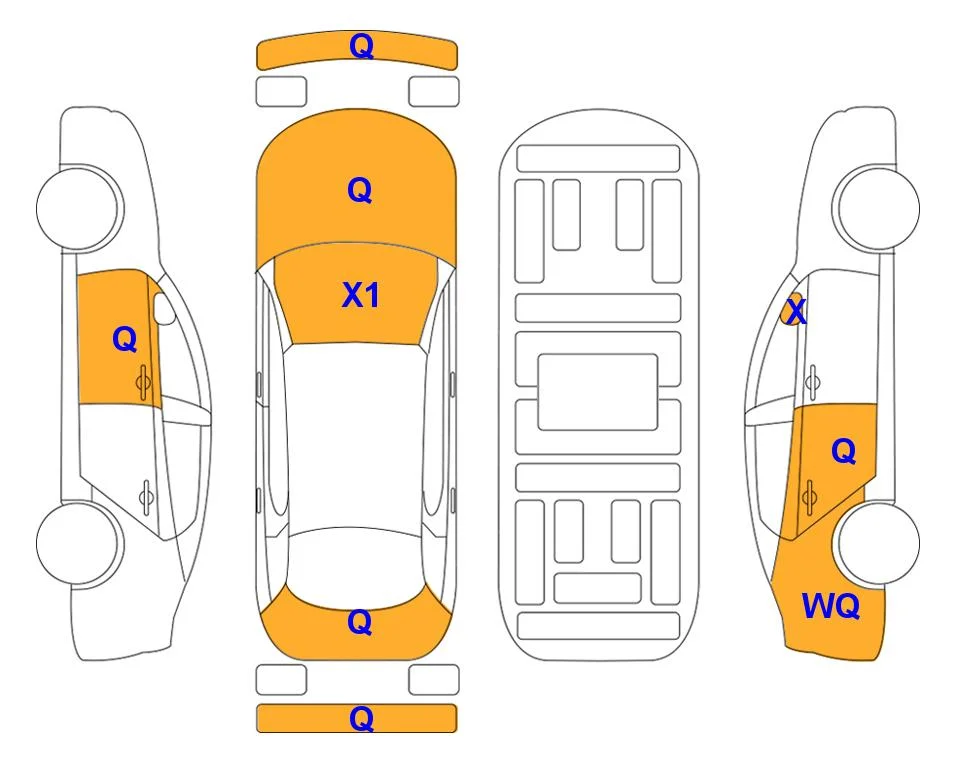 Схема кузова с отметками аукциона Lotte Auto Auction
