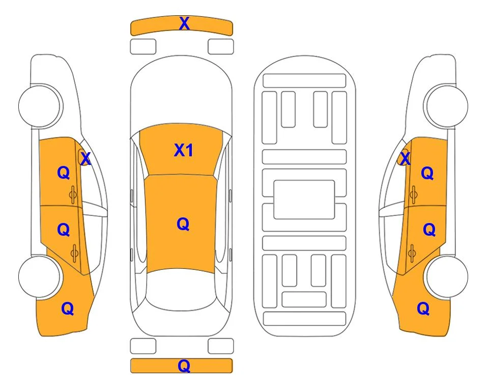 Схема кузова с отметками аукциона Lotte Auto Auction