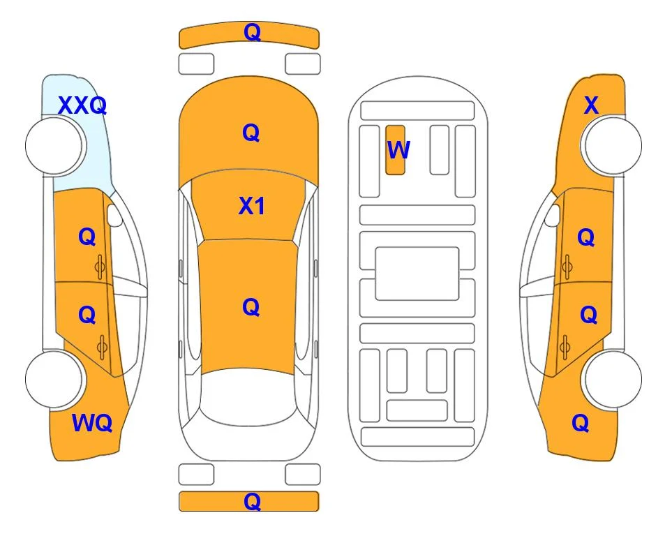 Схема кузова с отметками аукциона Lotte Auto Auction