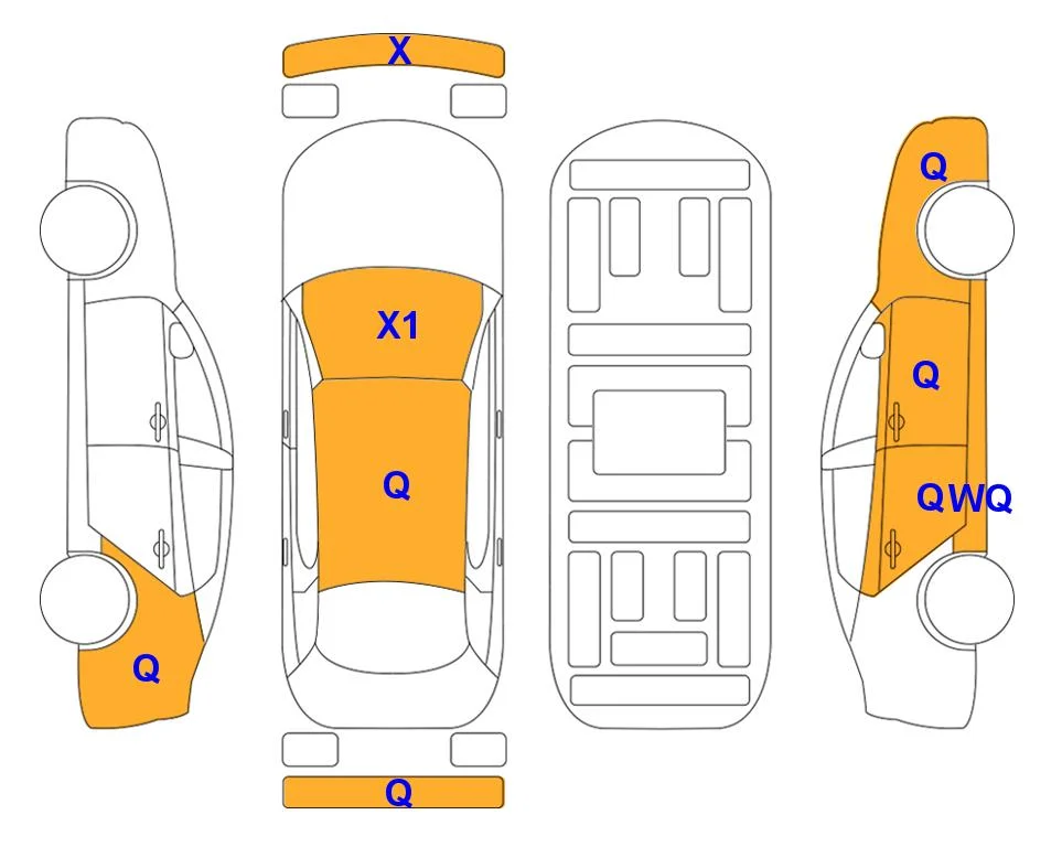 Схема кузова с отметками аукциона Lotte Auto Auction