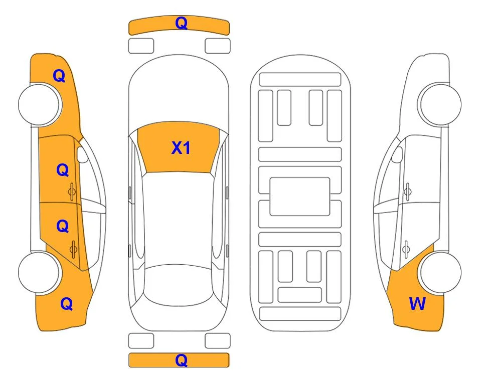 Схема кузова с отметками аукциона Lotte Auto Auction