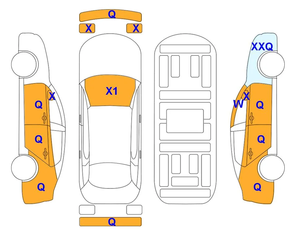 Схема кузова с отметками аукциона Lotte Auto Auction