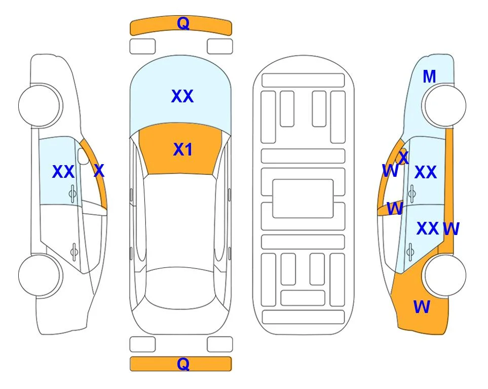 Схема кузова с отметками аукциона Lotte Auto Auction