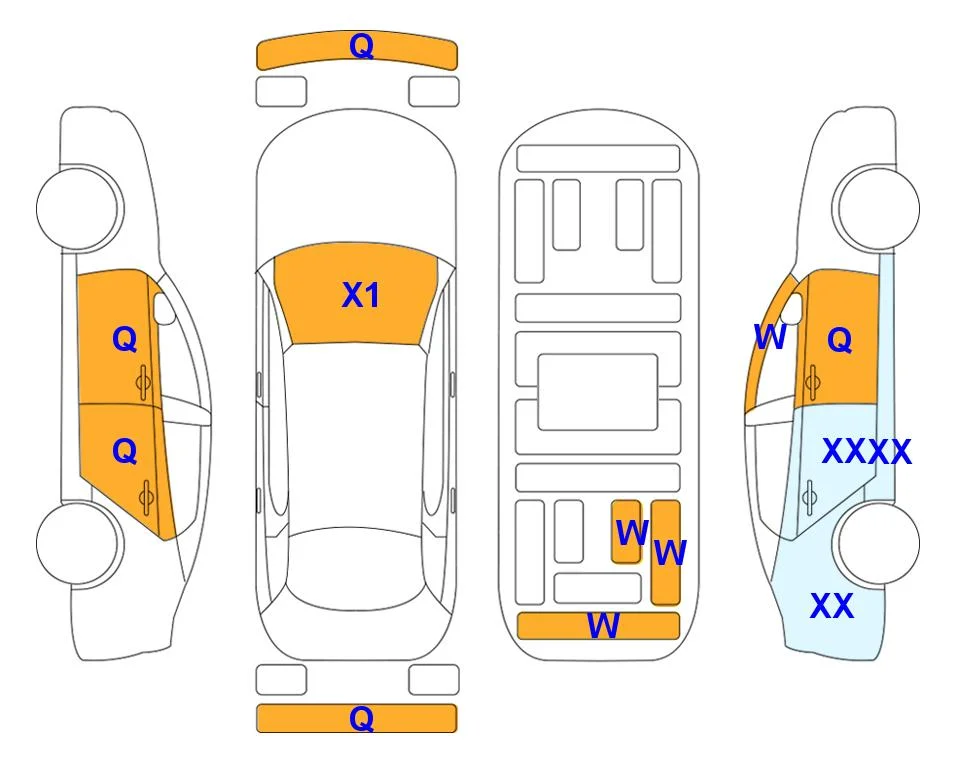 Body diagram with the marks of Lotte Auto Auction