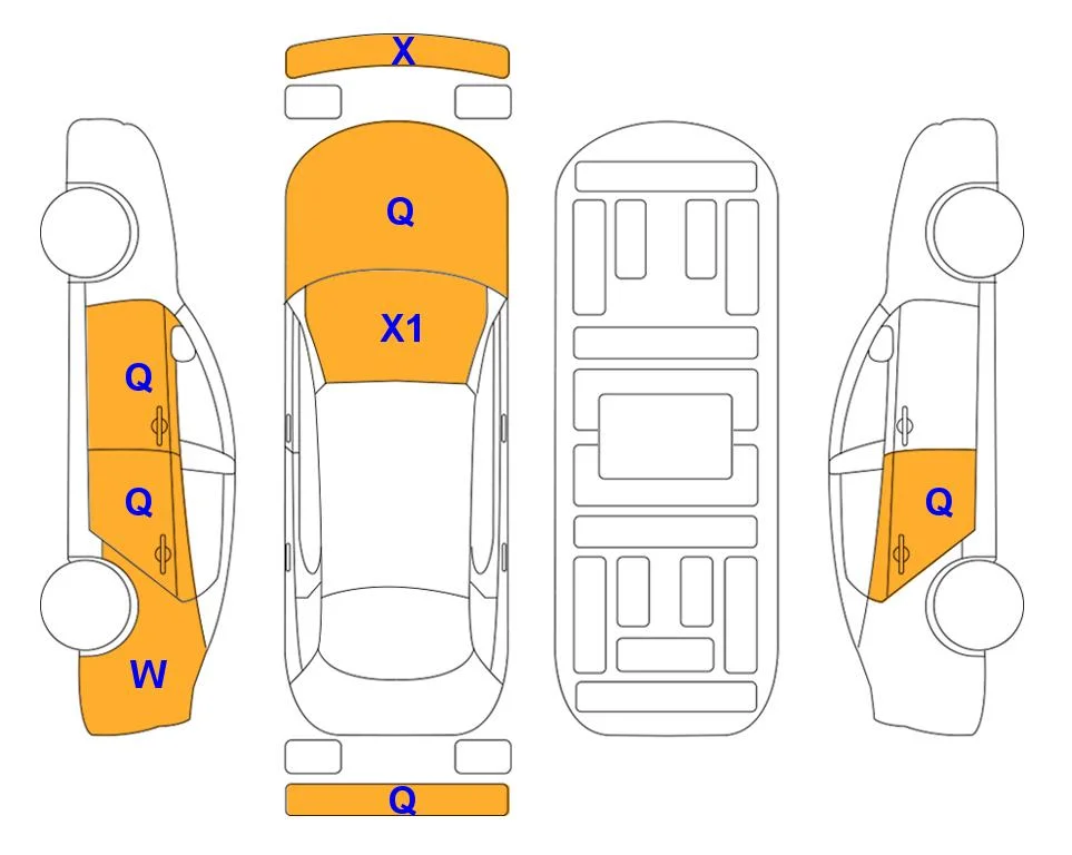 Схема кузова с отметками аукциона Lotte Auto Auction