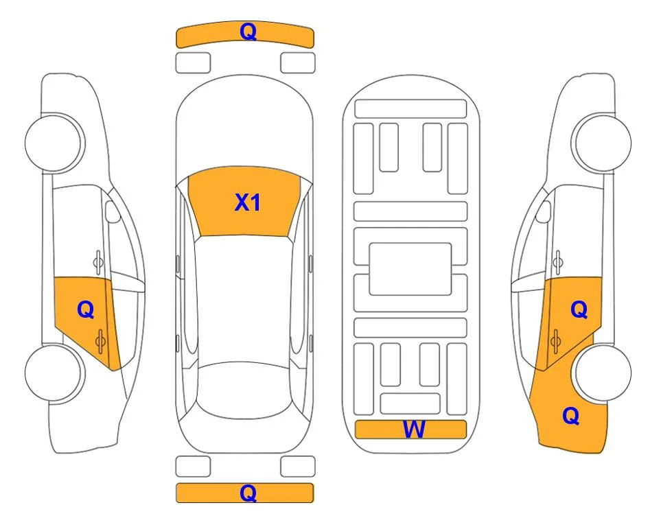 Схема кузова с отметками аукциона Lotte Auto Auction
