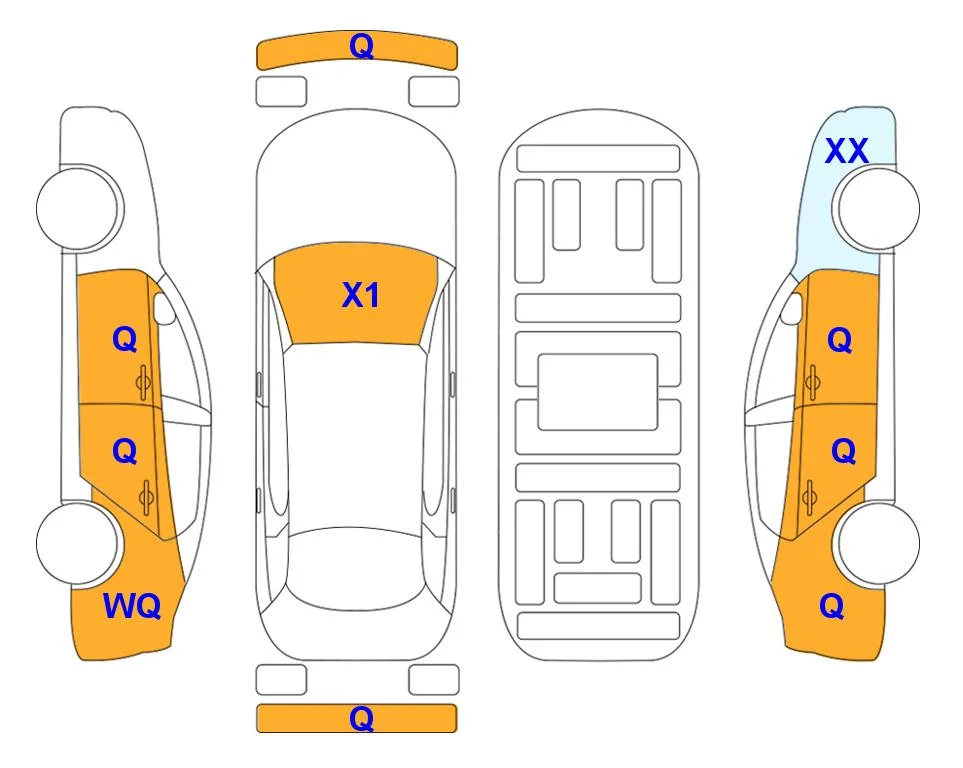 Body diagram with the marks of Lotte Auto Auction