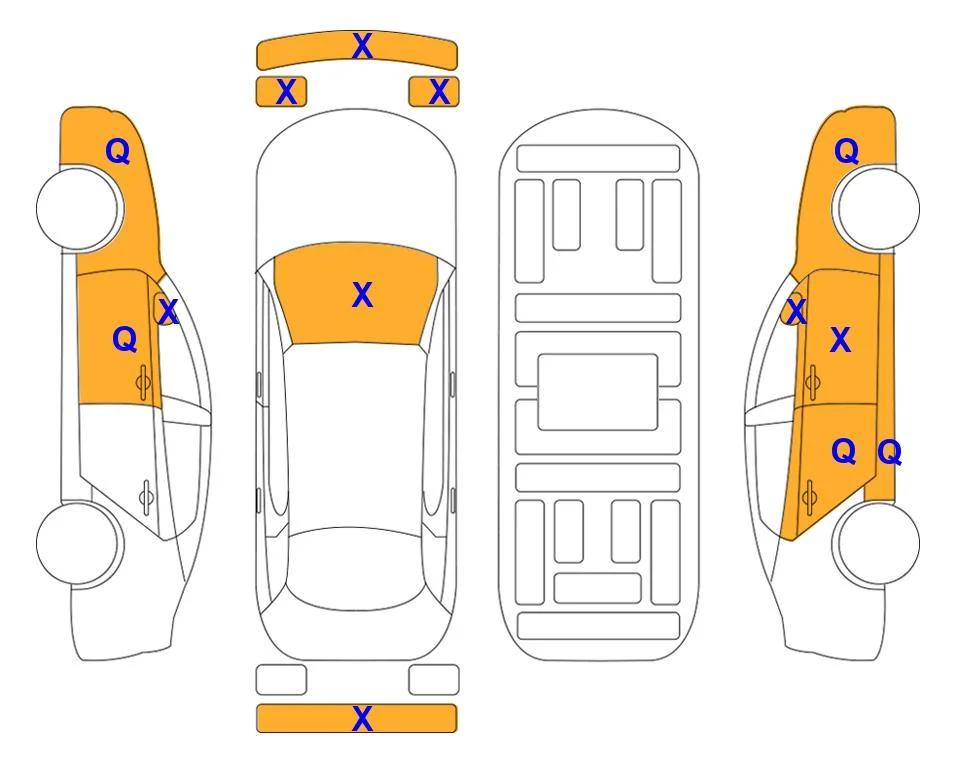 Схема кузова с отметками аукциона Lotte Auto Auction
