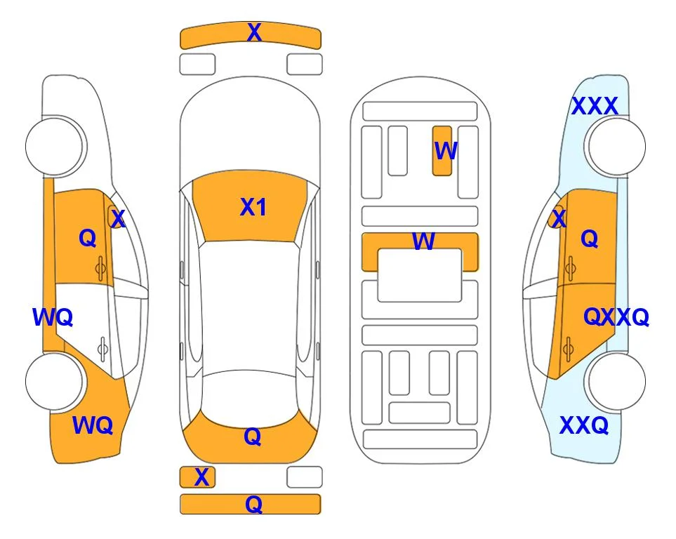 Схема кузова с отметками аукциона Lotte Auto Auction