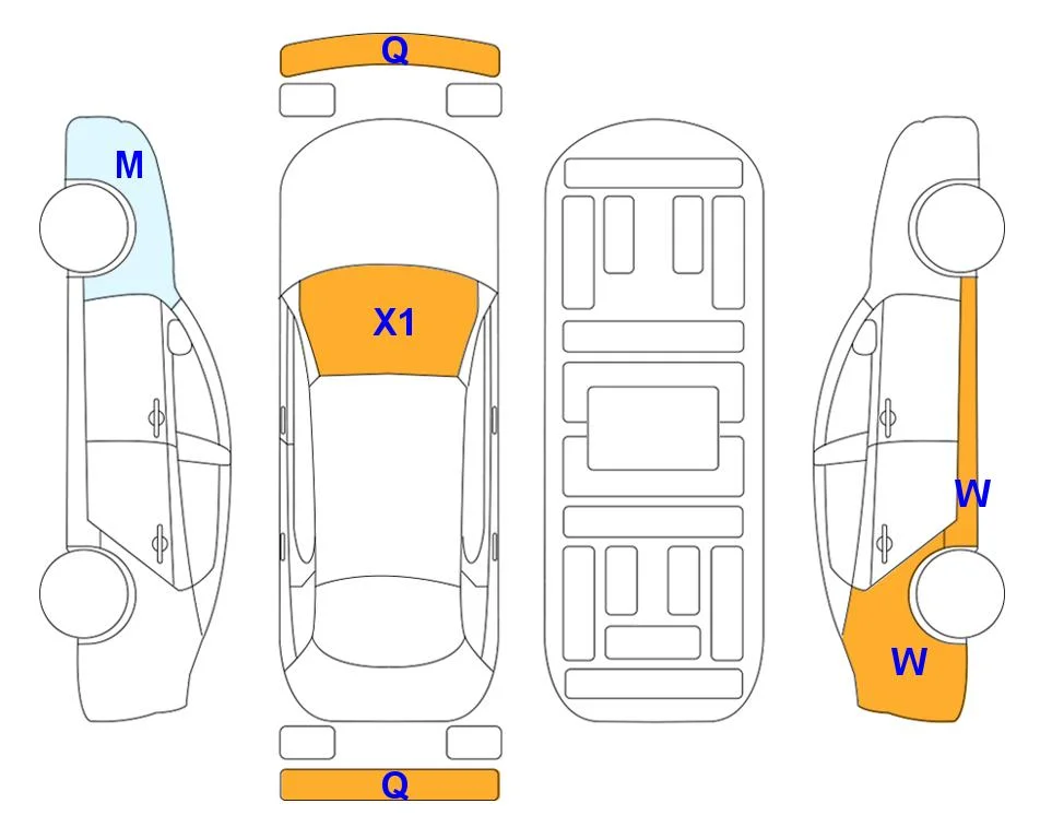Схема кузова с отметками аукциона Lotte Auto Auction