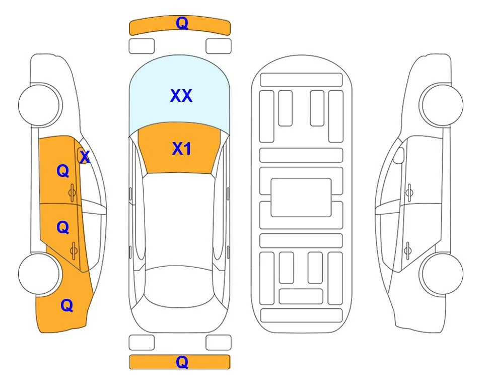 Схема кузова с отметками аукциона Lotte Auto Auction