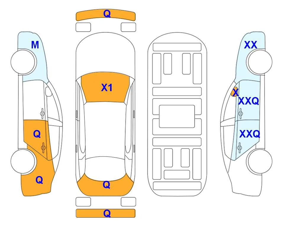 Схема кузова с отметками аукциона Lotte Auto Auction