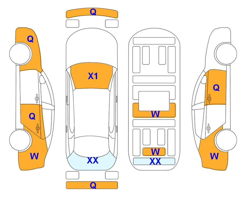 Body diagram with the marks of Lotte Auto Auction