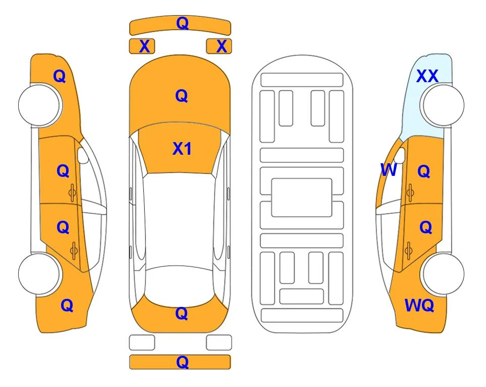 Схема кузова с отметками аукциона Lotte Auto Auction