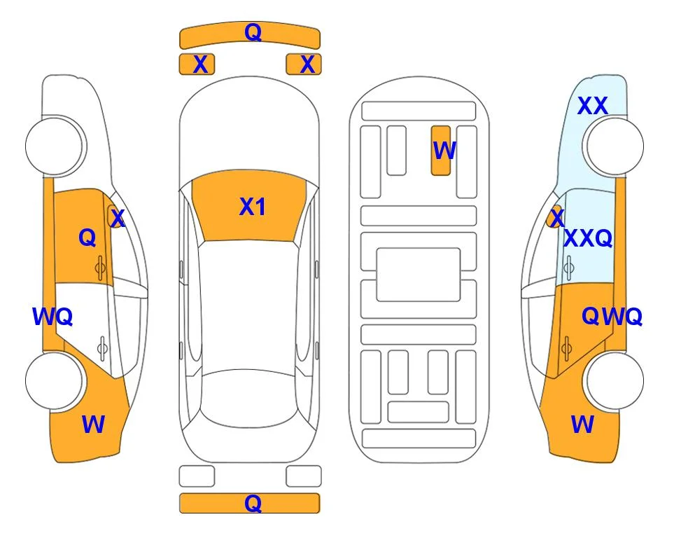 Схема кузова с отметками аукциона Lotte Auto Auction