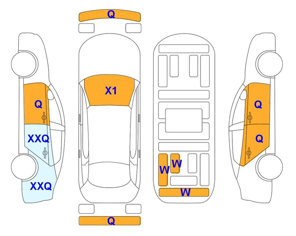 Схема кузова с отметками аукциона Lotte Auto Auction