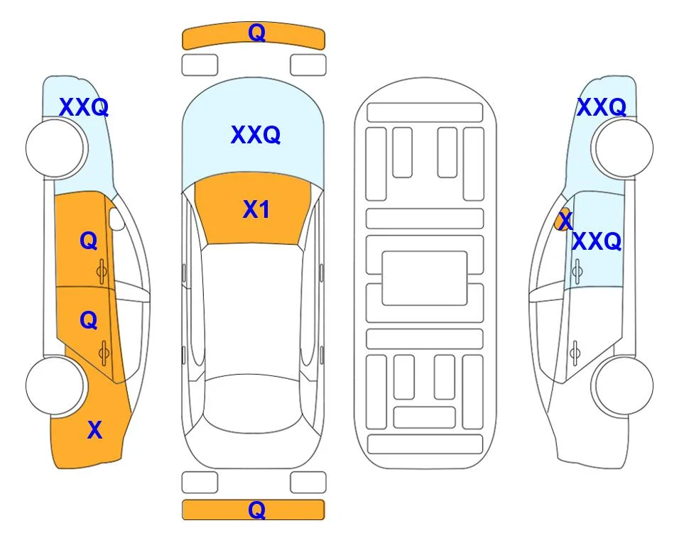 Схема кузова с отметками аукциона Lotte Auto Auction