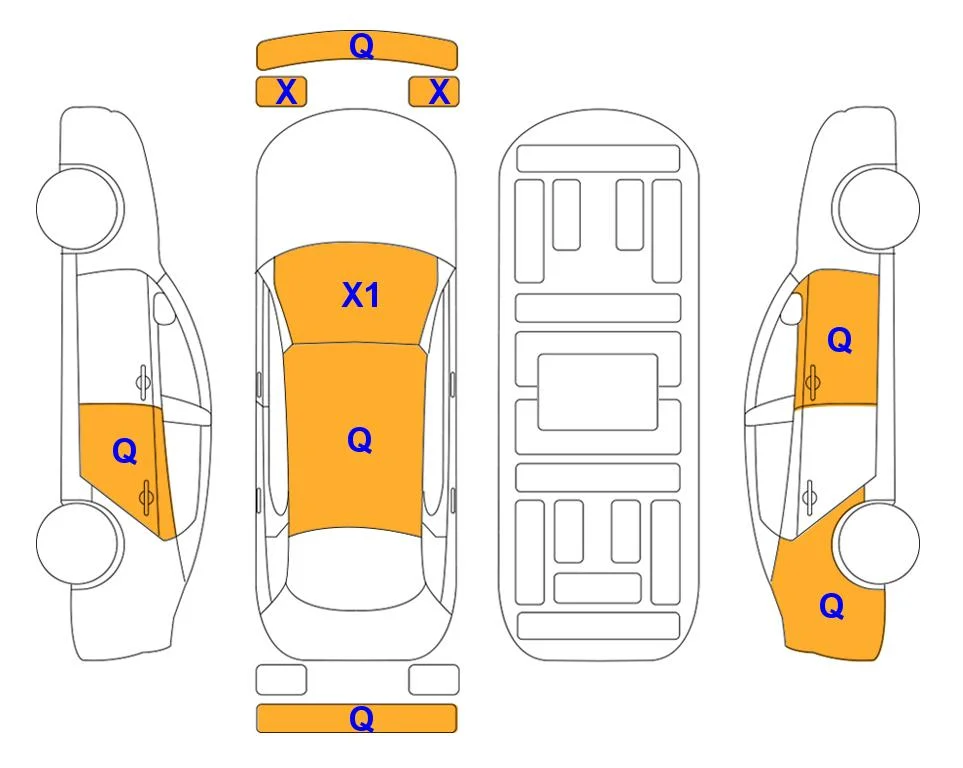 Схема кузова с отметками аукциона Lotte Auto Auction