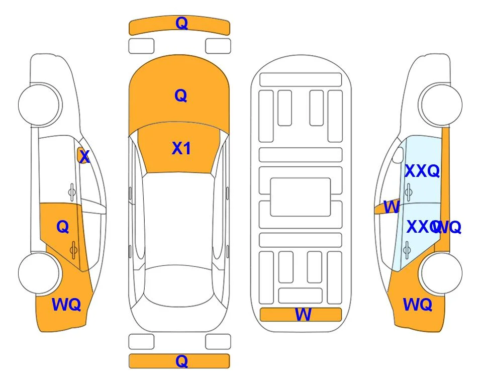 Схема кузова с отметками аукциона Lotte Auto Auction